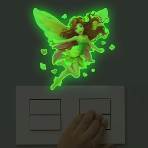 Luminous glow in the dark flower fairy wall stickers for light switch home decor
