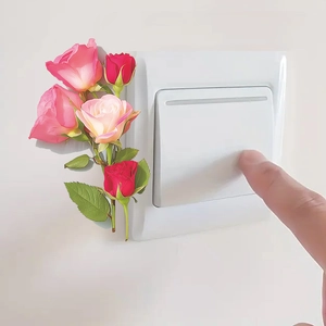Self-adhesive 3D romantic rose flower wall stickers for home switch and living room decor
