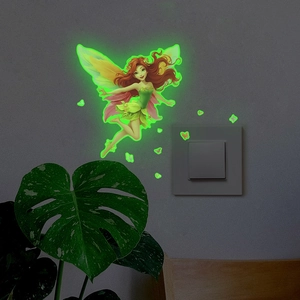 Luminous flower fairy wall decal with glowing butterfly stickers for bedroom switch decor
