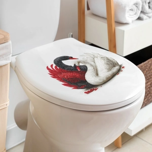 Elegant black and white swan wall sticker for modern bathroom toilet decoration