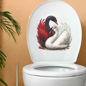 Black White Swan Couple Toilet Lid Sticker Removable PVC Waterproof Bathroom Decal Modern Home Decoration Wall Sticker
