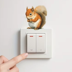 Adesivo murale scoiattolo carino per camera da letto e decorazione interruttore