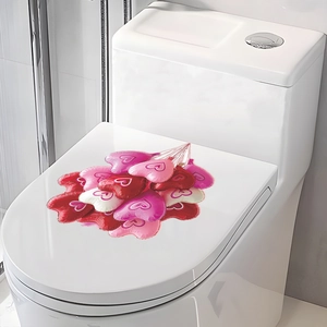 Self-adhesive 3D romantic heart balloons sticker for bathroom toilet lid decoration