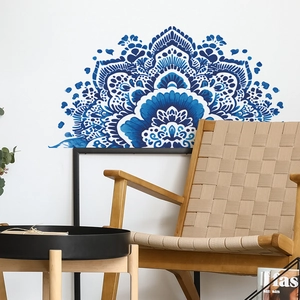 Blue Mandala Wall Sticker Bohemian Self-Adhesive PVC Decal For Bedroom Living Room Home Background Wall Decoration