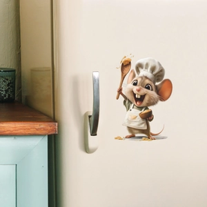 Self-adhesive 3D cartoon mouse chef wall sticker for kitchen home wall decor