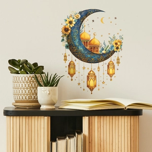 Exquisite Ramadan moon and lantern wall sticker for Islamic home bedroom decor