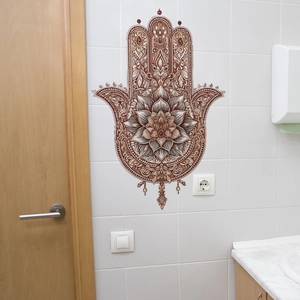 Bohemian Hamsa Hand Mandala Wall Sticker Vintage PVC Removable Ethnic Floral Wall Decal For Living Room Home Decor Art