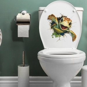 3D sea turtle wall sticker with wall-breaking effect for bathroom toilet decoration