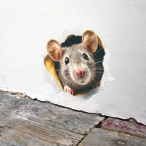 3D Visual Effect Mouse Hole Wall Sticker Realistic Little Mouse PVC Removable Self Adhesive Decal For Kids Room Home Decor