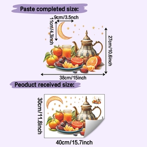 Detail showing the dimensions for Middle Eastern moon and star wall stickers