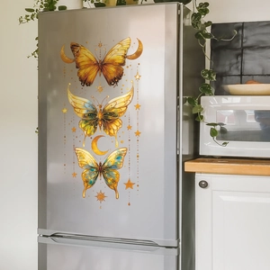 Blue and gold butterfly wall stickers with star and moon patterns for home decoration