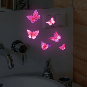 Stickers muraux papillon rose lumineux pour chambre et salon décor de maison lot de 6