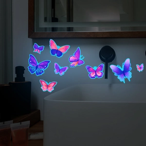Stickers Muraux Papillons Lumineux Glow In The Dark Décalcomanies en PVC pour Chambre Salon Décoration Maison Moderne Minimaliste Autocollant Mural