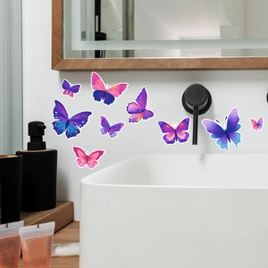Stickers muraux papillons 3D lumineux pour décoration de salle de bain et maison