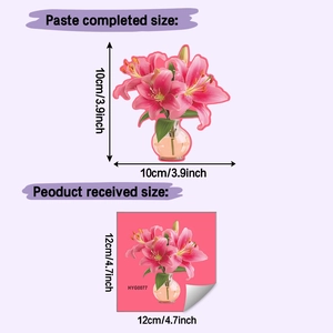 Luminous lily flower vase wall decal showing size dimensions for home switch decoration