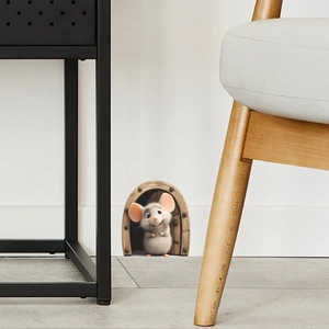 Creative 3D cartoon mouse hole wall sticker for realistic bedroom home decoration