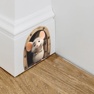3D cartoon mouse hole wall sticker for kids bedroom with cute peering mouse effect