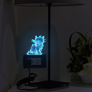 Luminous cat-shaped LED night light with nebula pattern for home wall decoration