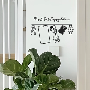 This Is Our Happy Place Quote Wall Sticker PVC Black Line Art Icons For Entrance Living Room Home Decorative Lettering Decal