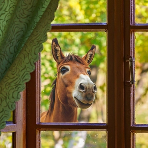 3D Realistic Horse Window Wall Sticker Self Adhesive PVC Decal For Living Room Bedroom Glass Furniture Home Mural Decor