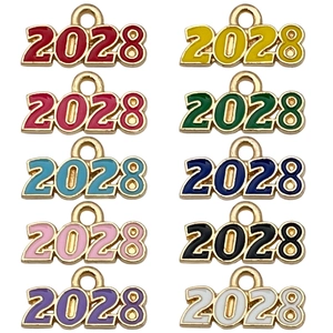 Pendentifs colorés numéro 2028 en alliage pour bijoux DIY et porte-clés de remise de diplôme