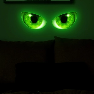 Luminous Green Eyes Wall Sticker Glow In The Dark PVC Fluorescent Decal For Bedroom Living Room Halloween Party Home Decor