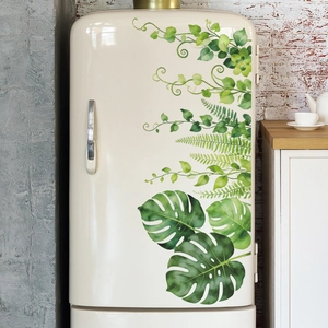 Tropical monstera leaf wall stickers set in watercolor style for home decoration