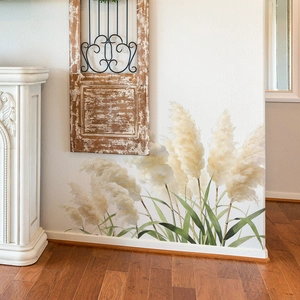 Bohemian style reed flower wall stickers for living room and bedroom home decor