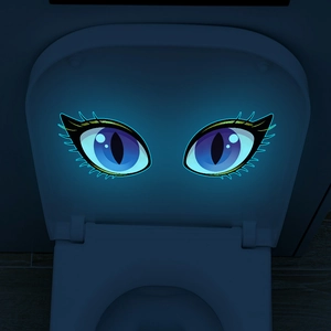 Glow-in-the-dark blue eyes cat wall stickers for bedroom and bathroom decoration