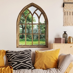 Rustikale gotische Fensterrahmen Wanddeko aus Holz für Schlafzimmer und Wohnzimmer Design