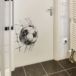 Modern football in goal net wall sticker for home bedroom and dorm decoration