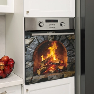 Self-adhesive stone fireplace wall sticker for kitchen cabinet and dishwasher decor