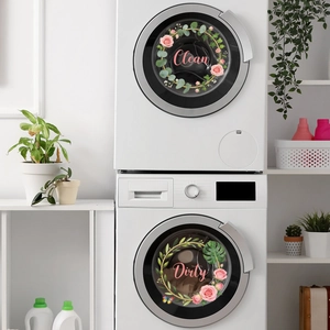 Floral Clean and Dirty magnetic signs for washing machine and dishwasher decoration