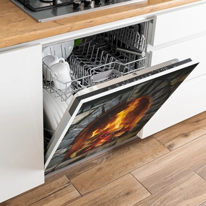 Self-adhesive fireplace pattern magnetic sticker for dishwasher kitchen decoration