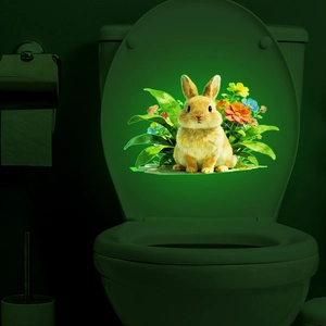 Simpatico Coniglio Fiore Piante Adesivo Da Parete Fluorescente Al Buio Autoadesivo PVC Decalcomania Per Camera Bambini Casa