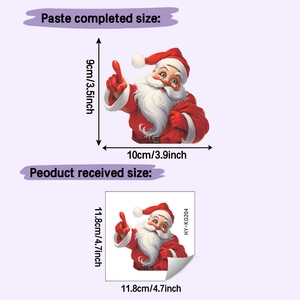 Vista dettagliata delle dimensioni dell'adesivo Babbo Natale con retro adesivo