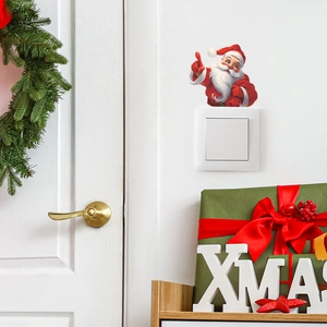 Adesivo Babbo Natale per interruttore a muro con decorazioni festive e ornamenti