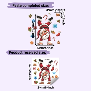 Vista dettagliata degli adesivi per WC Babbo Natale con dimensioni e layout