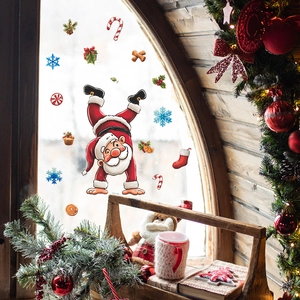 Adesivi murali natalizi con Babbo Natale e fiocchi per decorazioni festive della casa