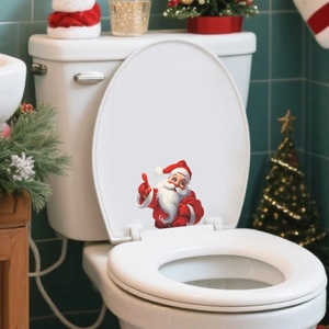 Adesivo murale autoadesivo Babbo Natale per coperchio WC e decorazione del bagno