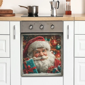 Christmas Santa Claus Wall Sticker PVC Self Adhesive Refrigerator Oven Decoration Decal For Home Kitchen Holiday Decor