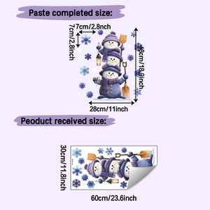 Spécifications de taille pour stickers bonhomme de neige avec dimensions finales