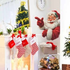 Classic red Santa Claus wall decal for festive home decor in living room or bedroom