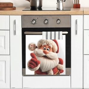 3D Santa Claus Noel wall sticker on a modern stainless steel oven door for Christmas decor