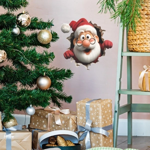 Sticker mural 3D Père Noël pour décoration intérieure et ambiance festive de Noël