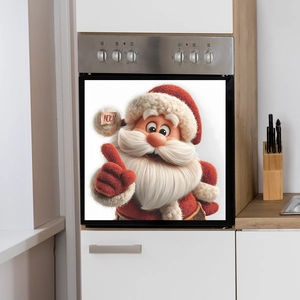 3D Santa Claus oven door decal with Noel text for Christmas kitchen home decoration