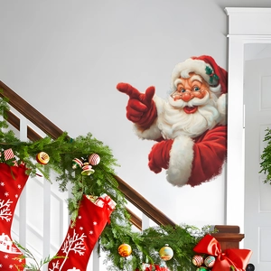Santa Claus Wall Sticker PVC Self Adhesive Christmas Window Decal For Home Bedroom Living Room Party Wall Decoration