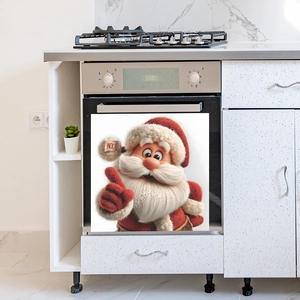 Festive 3D Santa Claus wall sticker for kitchen oven decoration with Noel text