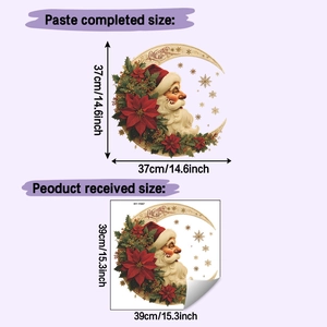 Dettaglio delle dimensioni dell'adesivo da parete Babbo Natale con luna e stella di Natale