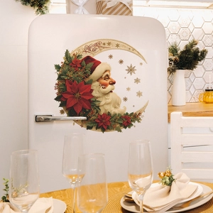 Adesivo murale Babbo Natale con stella di Natale su frigorifero vintage bianco